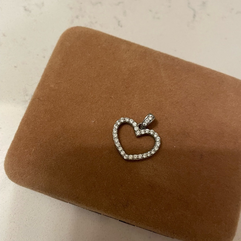 Silver and diamond heart pendant